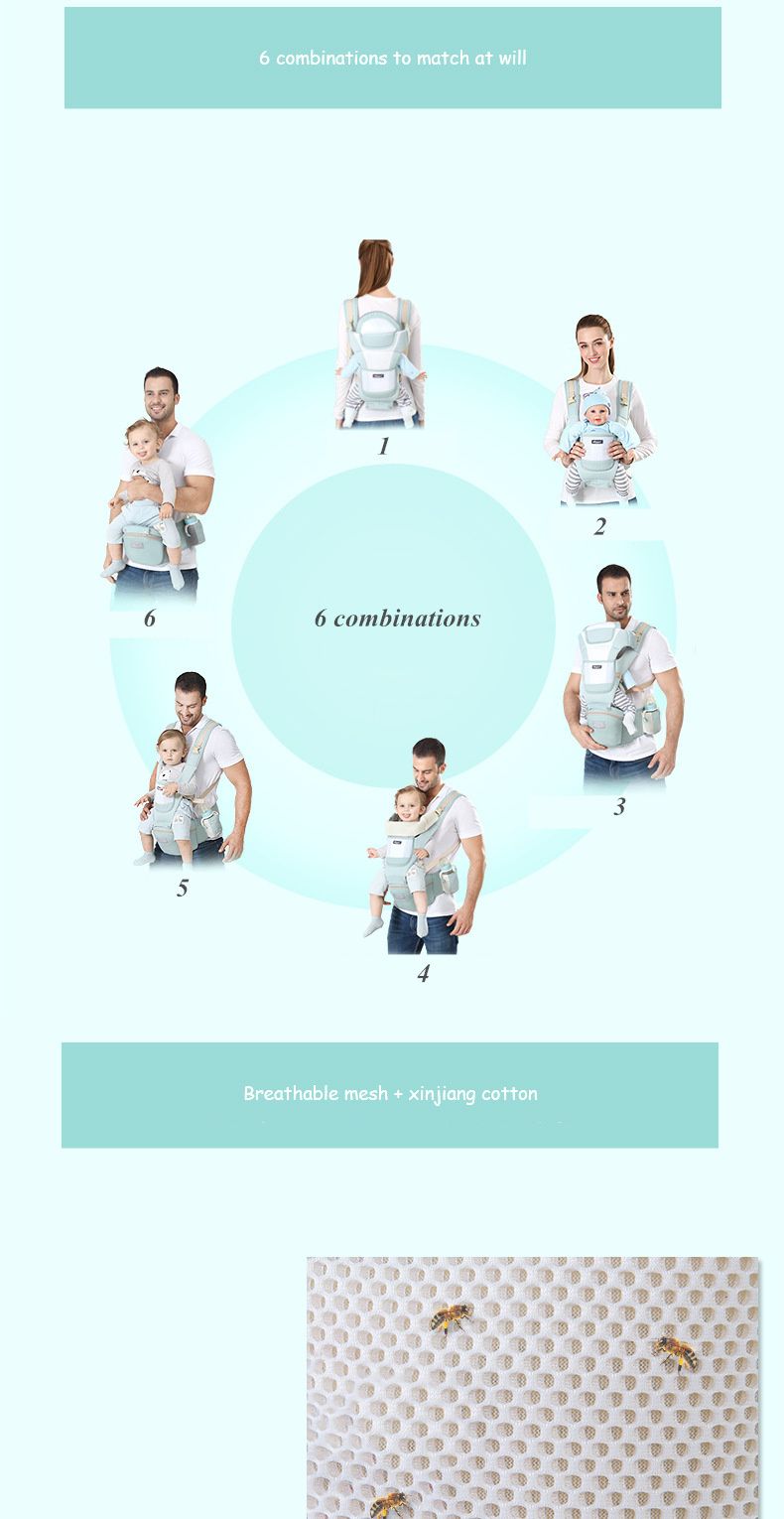 Bērnu pārnēsāšanas soma Ergonomiska zīdaiņu daudzfunkcionāla jostasvietas krēsliņa jaundzimušajam līdz mazulim Daudzfunkcionāla pirms un pēc ķengura somas aksesuāri_voghion.com
