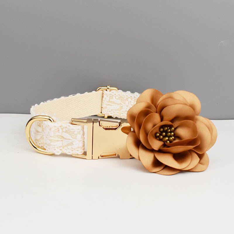 Leaf Lace Pet Vest Collar Wedding Dog Leash Engraving Replacement Buckle_voghion.com