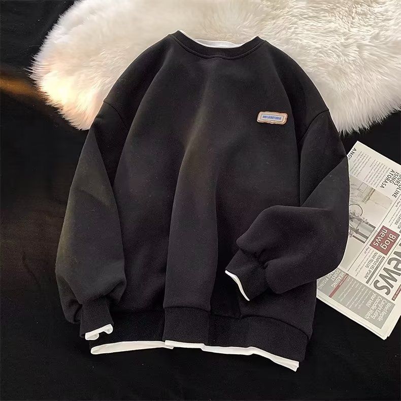 Felpa con cappuccio in pile per autunno e inverno per nuovi studenti, per ragazzi e ragazze, senza cappelli, pullover girocollo fresco e ampio per adolescenti_voghion.com