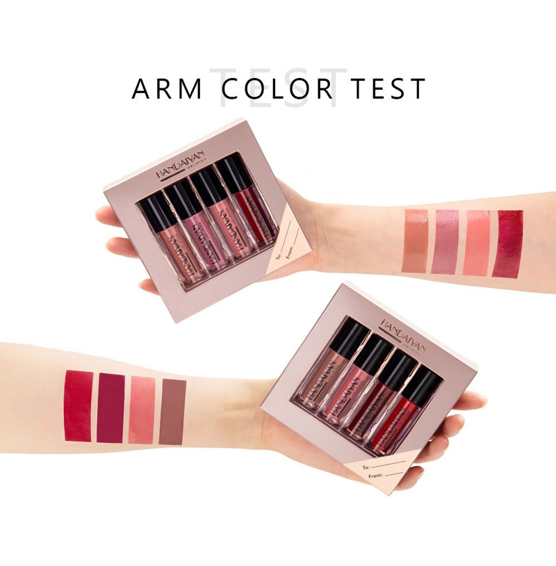 HANDAIYAN 24ss 4er-Pack Geschenkbox Spiegelgesichtsglasur Mattnebel Flüssigkeit Nicht färbende Tasse Lippenfarbe_voghion.com