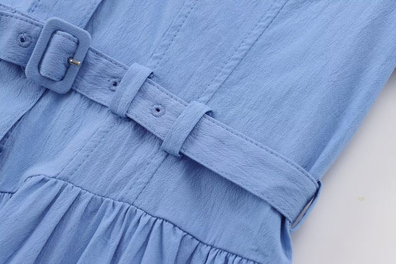 Ropa de mujer Primavera y verano Vestido camisero informal con cinturón para mujer_voghion.com