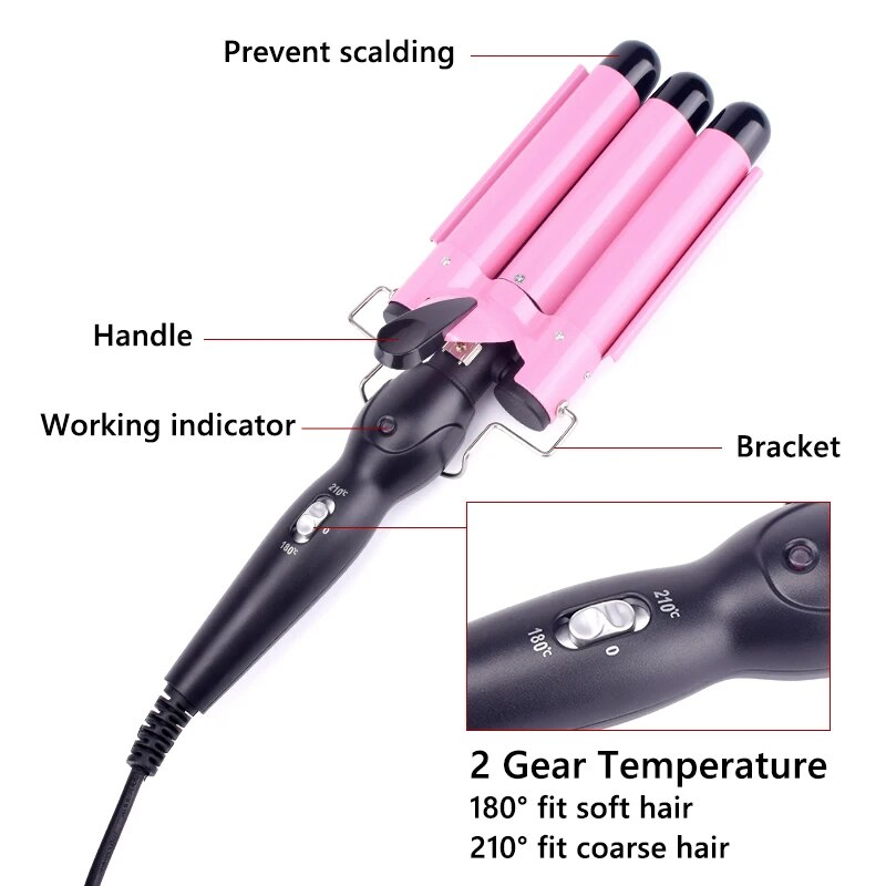 Professionell Keramik Trippelfat Curler Iron Wave Waver Styling Tools Hårstylervägg_voghion.com