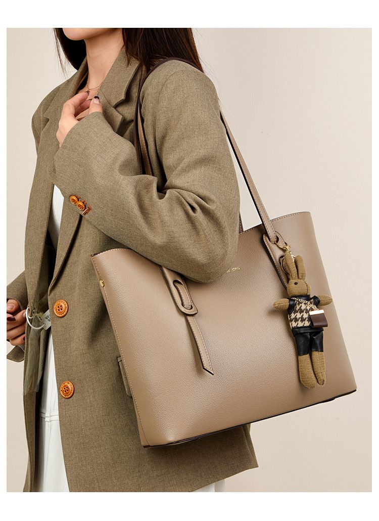 Women's Leather Tote Bag For Work & Travel, Large Capacity Shoulder Bag With Zipper Closure, Stylish & Versatile Handbag For Everyday Use Tote Bag_voghion.com
