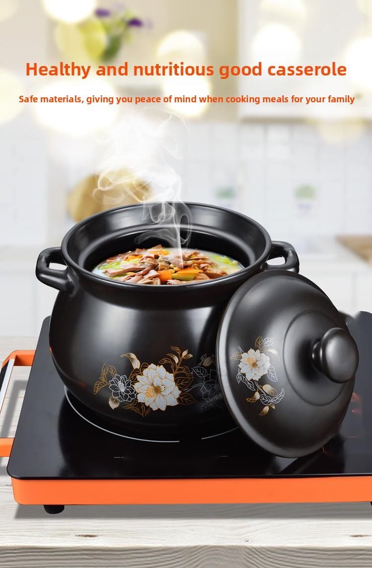 Casserole en céramique résistante aux hautes températures, idéale pour les ragoûts et les préparations culinaires saines. Petite cocotte à double ouverture pour feu de bois._voghion.com