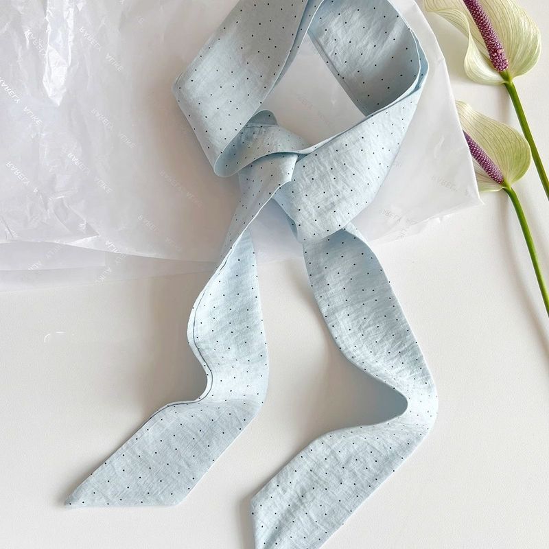 fresh And Fashionable, With Small Polka Dots Drape Well. Long Silk Scarves, Ribbons, Decorative, Thin_voghion.com