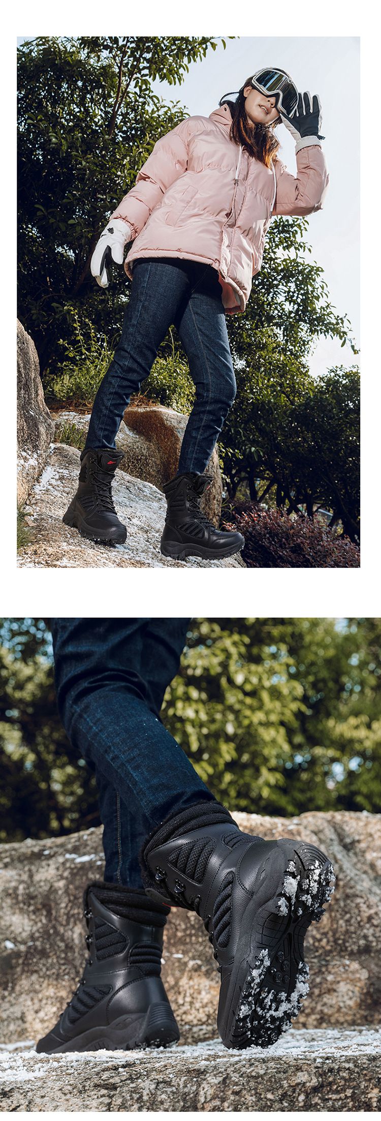 Warm High Top Hiking And Skiing Training Boots, High Top Combat Military Boots, Hiking Shoes_voghion.com