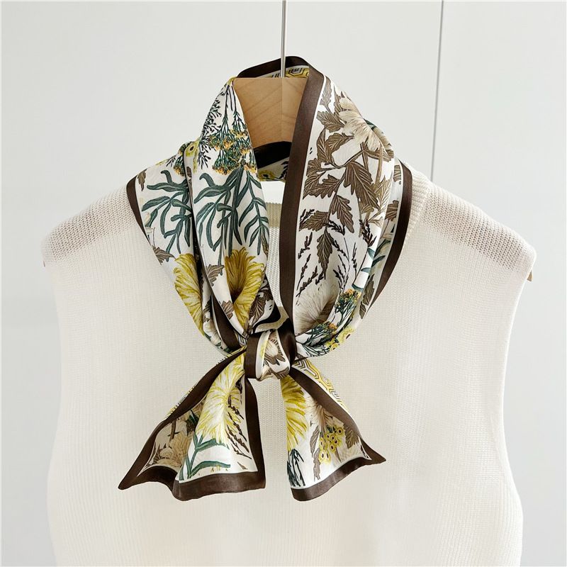 Spring New For Women, Elegant Fresh Mulberry Silk Scarf, Thin And Long Double-layer Double-sided Neck Scarf With Ribbon_voghion.com