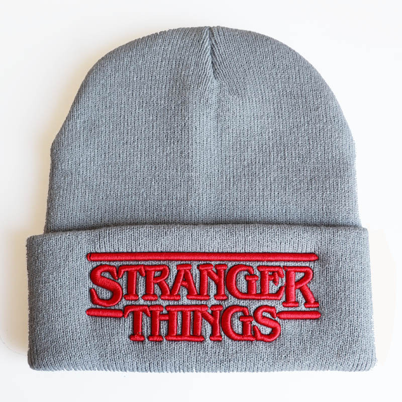 Strange story-gorro de lana con cubierta, gorro de punto con letras de pensamientos, bordado tridimensional, invierno_voghion.com