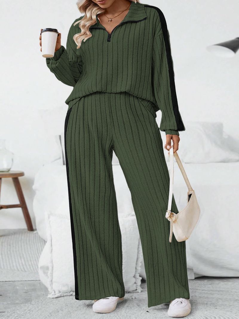 Plus Size Casual For Women, Autumn 2025 New High-End Design Sweatshirt And Wide-Leg Pants Two-Piece Set_voghion.com