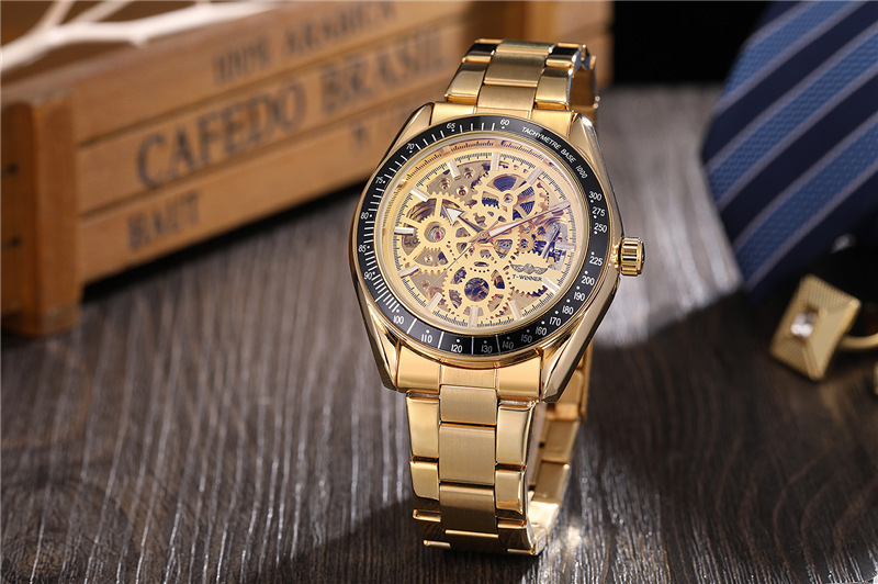Hot selling winner8152 men's leisure mechanical watch automatic hollow mechanical watch men's steel band watch_voghion.com