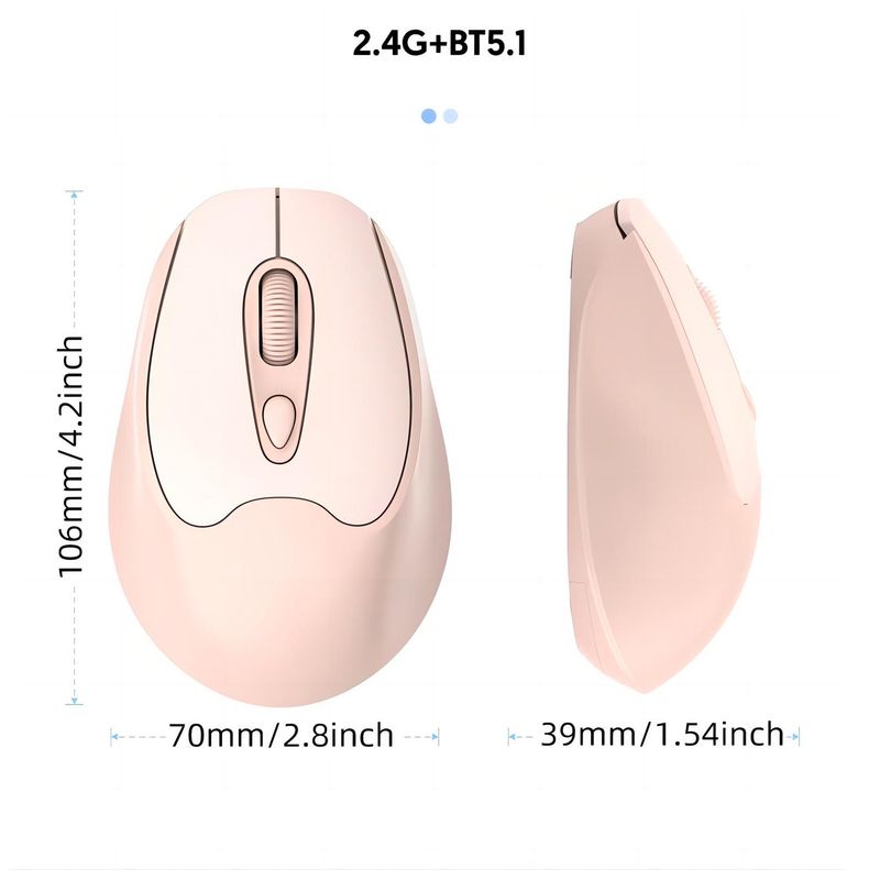 New dual-mode wireless mouse 2.4G+BT5.2 charging 4D silent ergonomics 1600dpi unisex_voghion.com