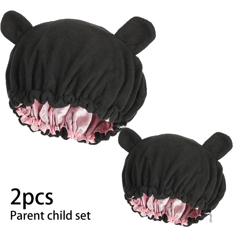Cuffia da notte con cartoni animati, set per genitori e bambini, nuova cuffia per capelli in raso a doppio strato regolabile e velluto, cuffia per la cura dei capelli_voghion.com
