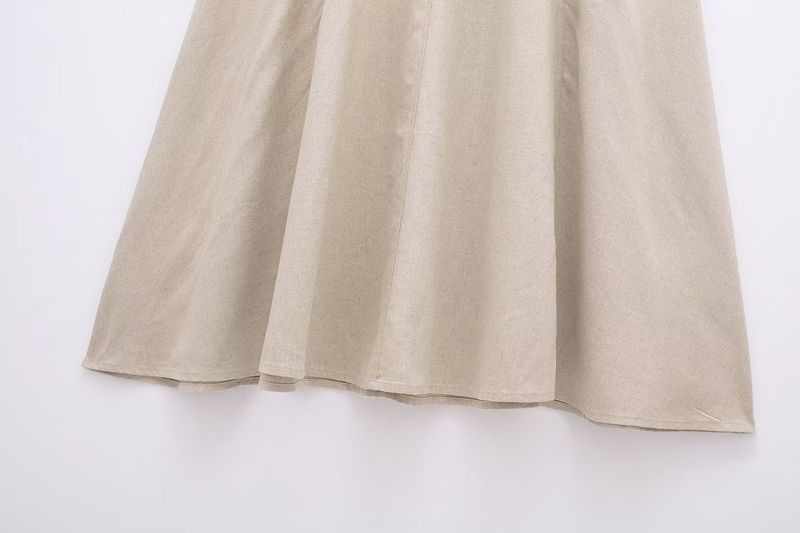 Dames 2024 Zomer Nieuwe Stijl met Riem, Linnen Gemengde Cape, Midi-jurk_voghion.com
