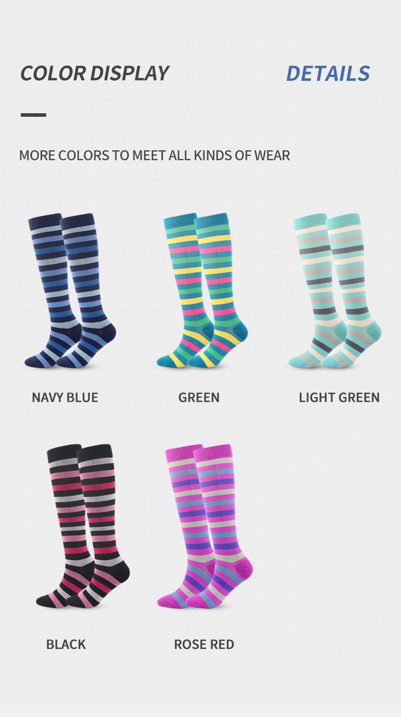 Socks new breathable compression socks, sports and leisure pressure calf socks, color-blocked striped leg socks, factory direct sales_voghion.com