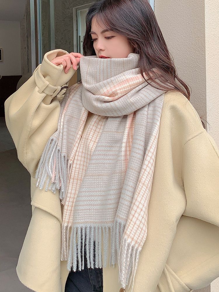 Donna a quadri in inverno, versione coreana di alta gamma, nuovo articolo autunno inverno, scialle in imitazione cashmere, versatile, spesso_voghion.com