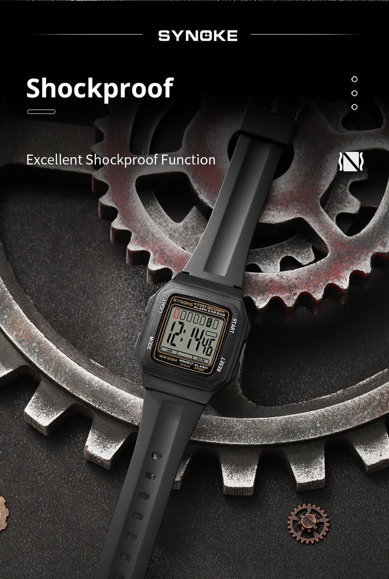 Montre numérique carrée classique et légère avec veilleuse, étanche, design rétro pour étudiants et sportifs_voghion.com