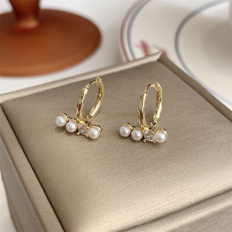 Small design pearl earrings Korean 2023 new trendy women's autumn and winter French earrings earrings earrings_voghion.com