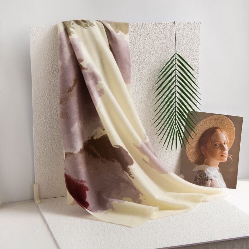 2024 nouvelle écharpe en cachemire pour l'automne et l'hiver châle femme imprimé pompon haut de gamme_voghion.com