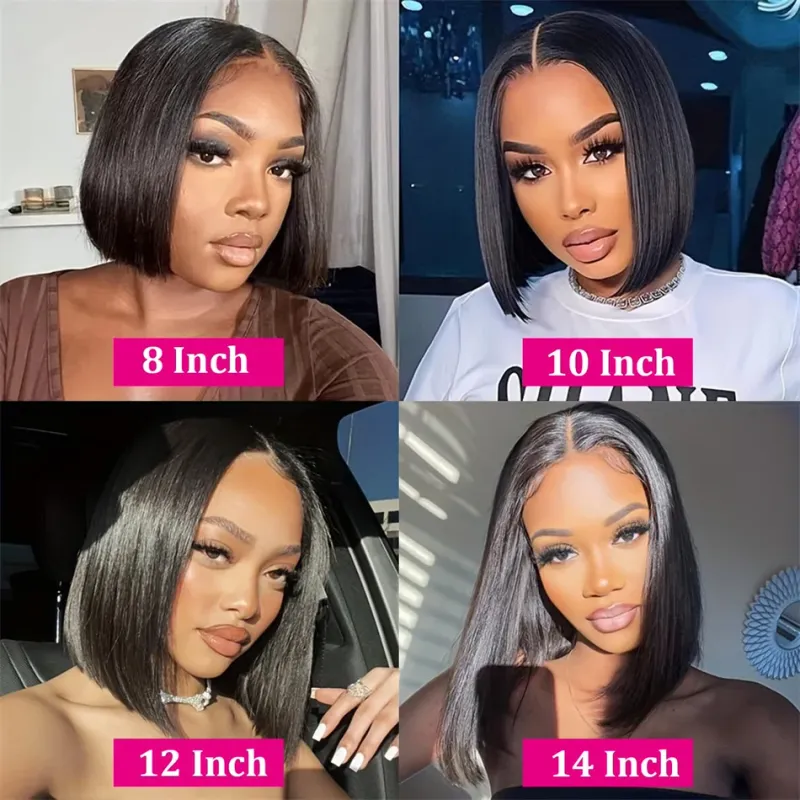 Bobs Human Hair Lace Frontal Glueless Wig Straight Bob Hd Lace 13X4_voghion.com