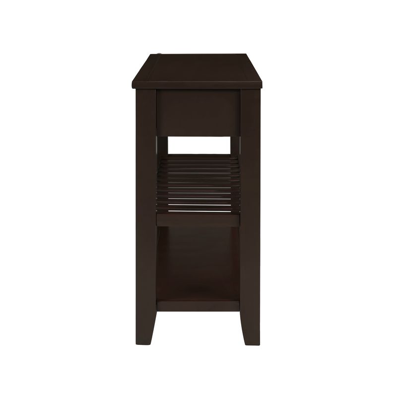 Retro Design Console Table With Two Open Shelves, Pine Solid Wood Frame And Legs For Living Room_voghion.com
