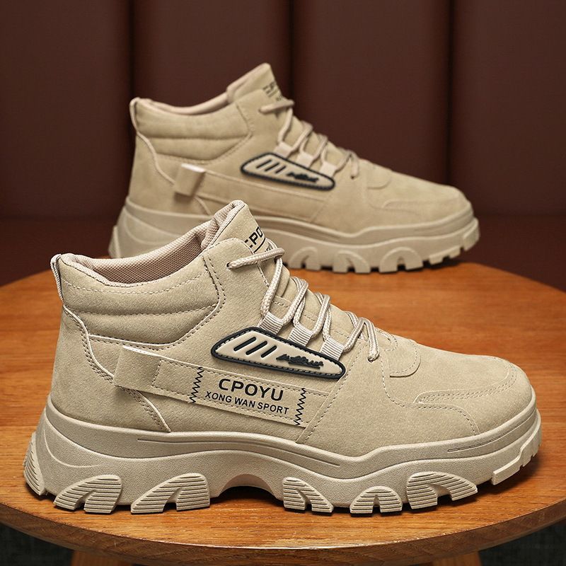 Men's Martin Spring High Top Waterproof Non-Slip Work Safety Outdoor Height Increasing Thick Sole Hiking Boots_voghion.com