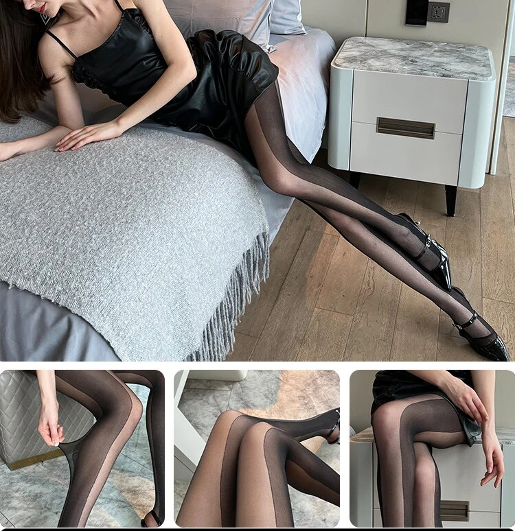 La primavera e l'estate delle donne nuove ultra-sottili giunture di seta nera gambe lunghe collant Lolita collant calze Lingerie_voghion.com