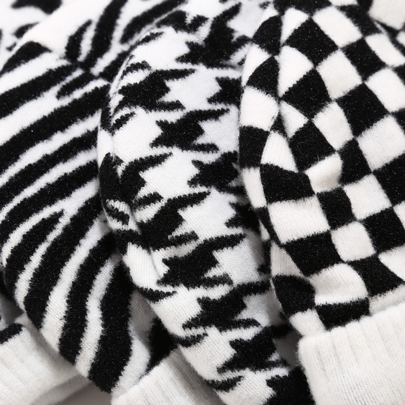 Nauja megzta kepurė-mėgėlė, karvės rašto, vaikiška, rudens ir žiemos laisvalaikio lauko šilta vilnonė kepurė, šalta kepurė_voghion.com