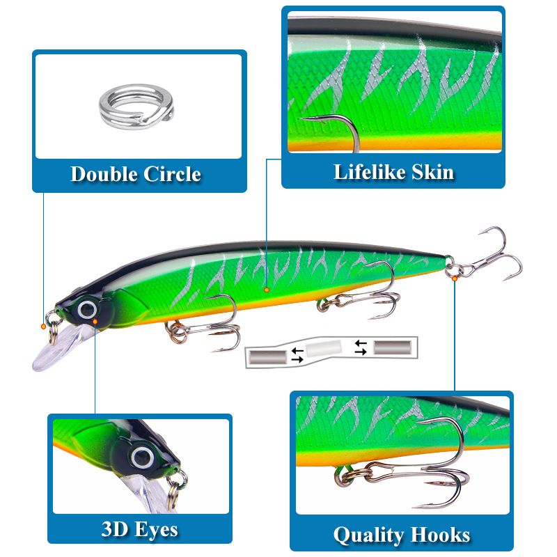 Lure Bait 14cm/18.3g Long Distance Lead Floating Minnow Bait Simulation Bait Hard Bait Bait For Perch_voghion.com