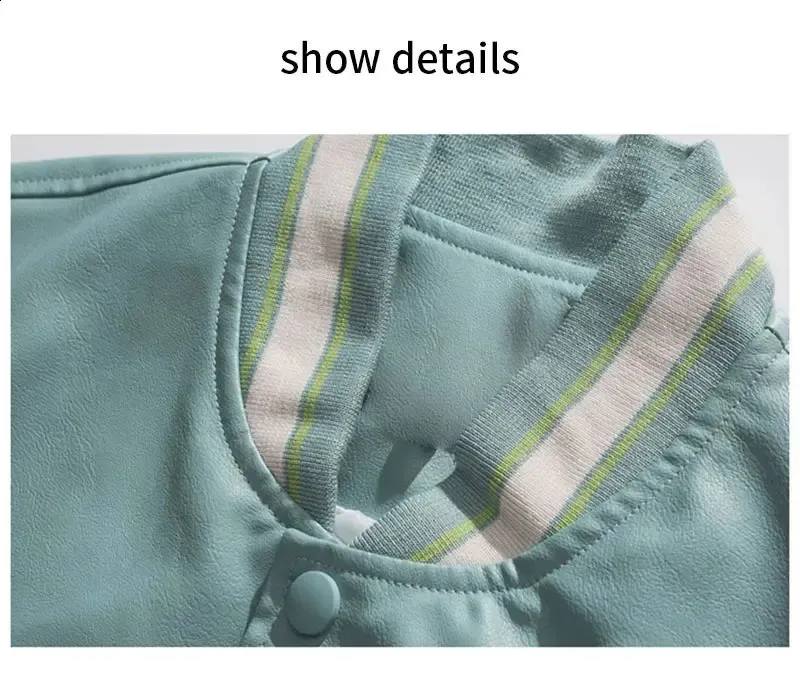 Bomberjacke mit Stickerei im College-Stil: Baseballmäntel aus PU-Leder für Männer und Frauen_voghion.com