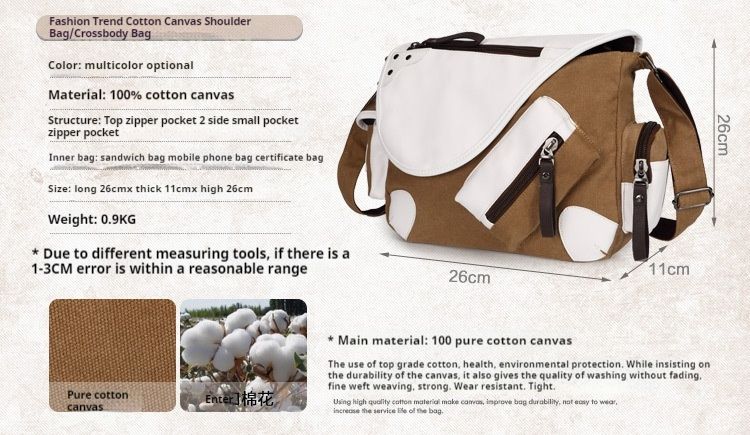 Fashion shoulder bag, crossbody bag, canvas men's bag, student backpack, outdoor travel bag_voghion.com