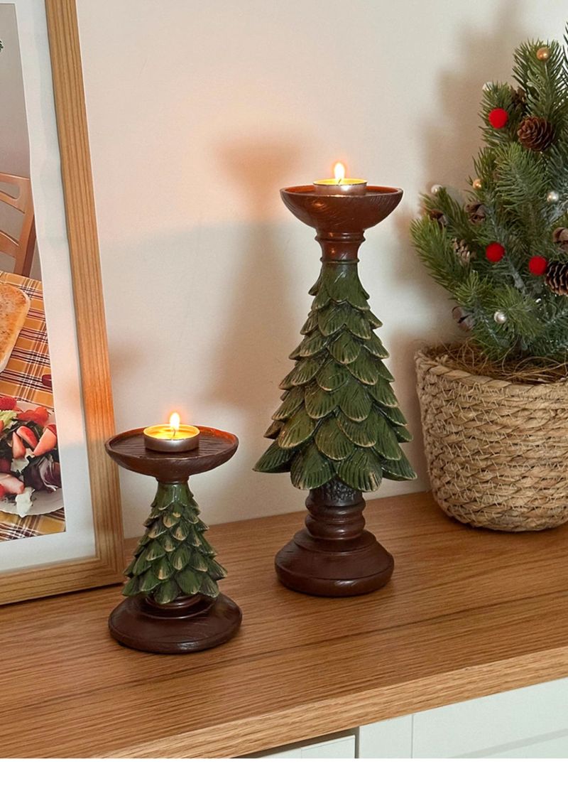 Ins Weihnachtsbaum Kerzenhalter Harz Ornament Dekoration für Tischplatte Esstisch Eingangsbereich Foto Requisiten_voghion.com