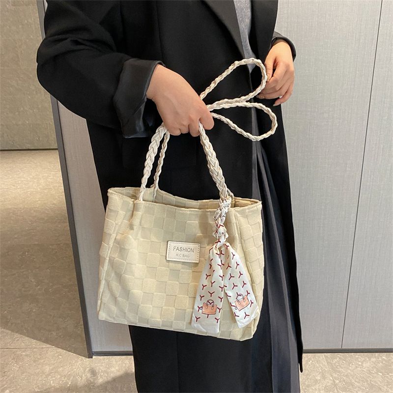 Bag, large capacity women's bags, autumn and winter popular versatile square tote bag, casual scarf, shoulder bag_voghion.com