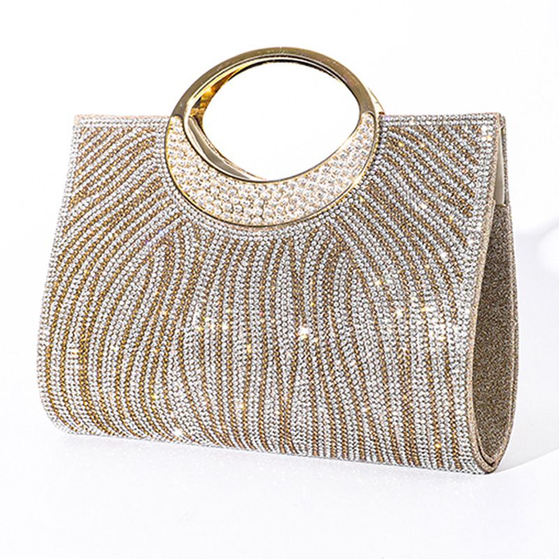 Temusiyin Modische Abendtasche mit glänzenden Strasssteinen, gestreift, für Hochzeiten, Brautjungfern_voghion.com