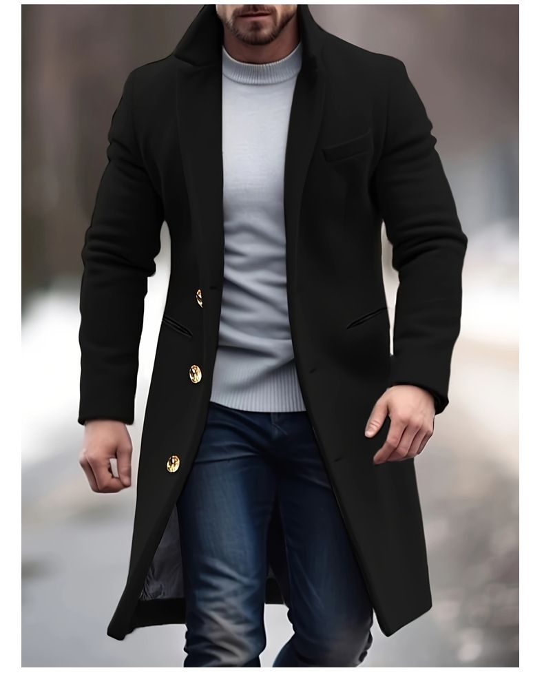 Abrigo de lana largo y ajustado para hombre, 2024, con cuello de traje, cortavientos_voghion.com
