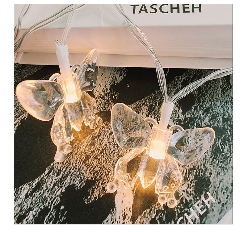 Cordão de luzes LED em formato de borboleta - Luzes de fada à prova d'água IP42 para ambientes internos, ideais para decoração de quartos, barracas e quartos infantis (branco quente/mudança de cor)_voghion.com