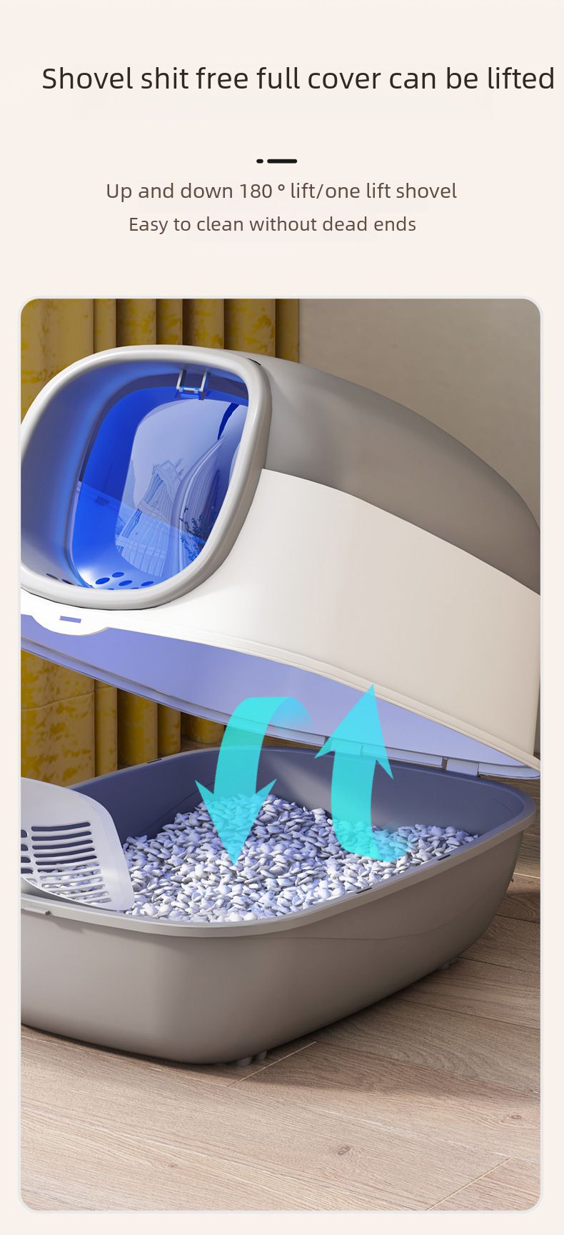 Caja de arena para gatos de gran tamaño, totalmente cerrada, plegable, inteligente, con esterilización y desodorante, venta al por mayor_voghion.com