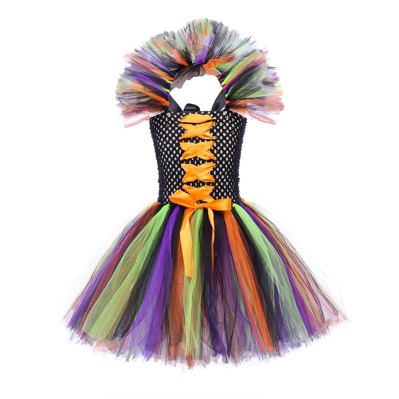 Costume de spectacle d'halloween pour enfants, jupe tutu de cosplay de sorcière pour filles, déguisement de sorcière, jupe tutu pour enfants_voghion.com