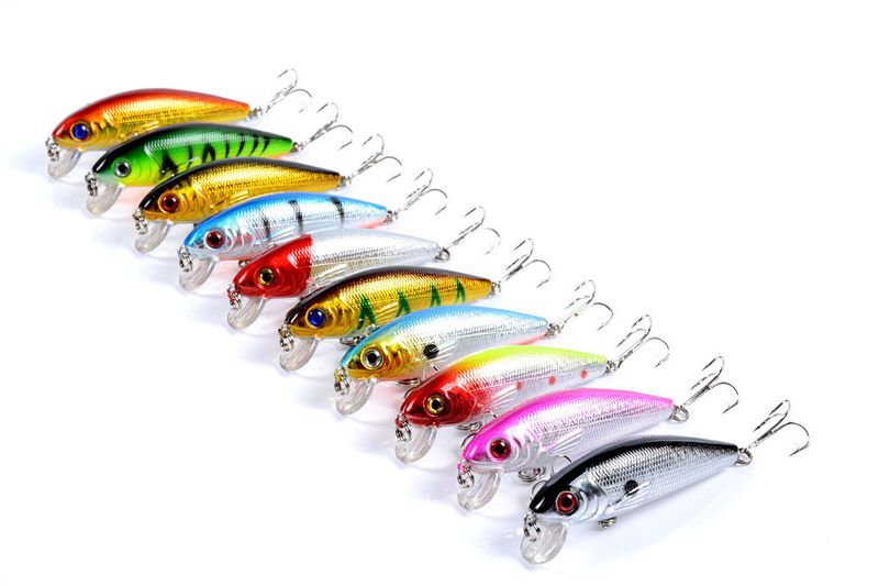 Isca flutuante para peixinhos de 10 cores - isca rígida realista para pesca de robalo e lúcio - iscas de superfície de plástico ABS para água doce e salgada_voghion.com
