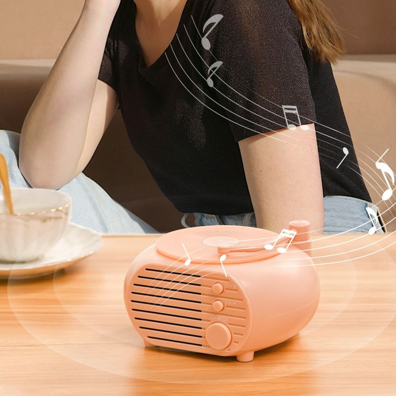 Retro Mini Platespiller Trådløs Bluetooth Høyttaler Multifunksjonell Kort Skrivebordshøyttaler (Grønn Svart_voghion.com