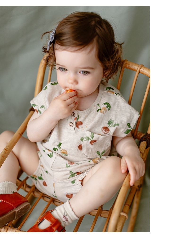 Ins Nordic Style Children's Suit Summer Cotton Children's Sleeveless Vest Fruit Floral Suit Baby Two Piece Suit_voghion.com