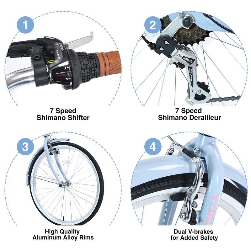 7 Speed, Steel Frame, Multiple Colors 26 Inch Ladies Bicycle_voghion.com