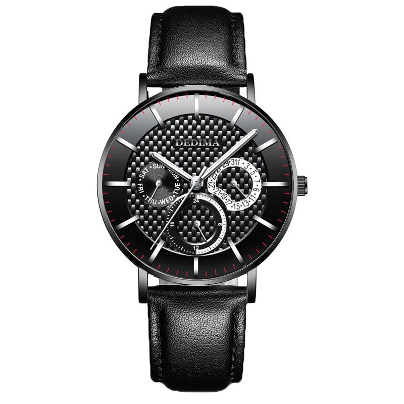 Reloj Detima Fashion ultrafino con tres esferas y seis agujas, multifuncional, con correa de malla de acero_voghion.com