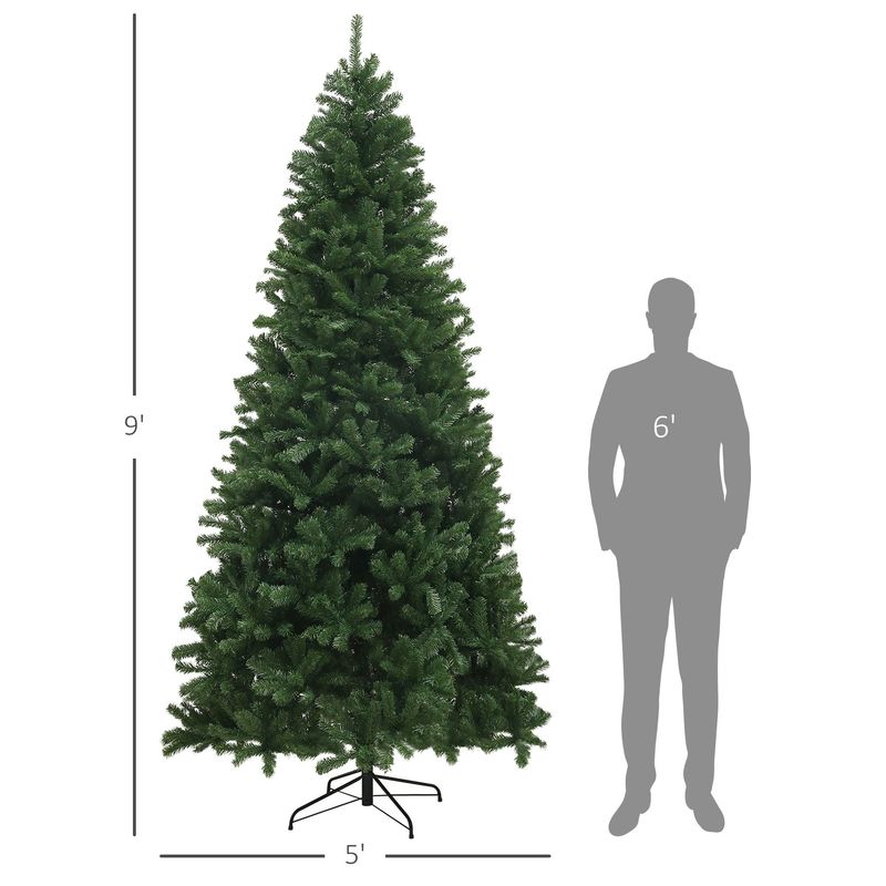 9ft Artificial Christmas Tree, Xmas Tree With 2132 Branch Tips, Auto Open, Holiday Décor With Steel Base For Home Office, Green_voghion.com