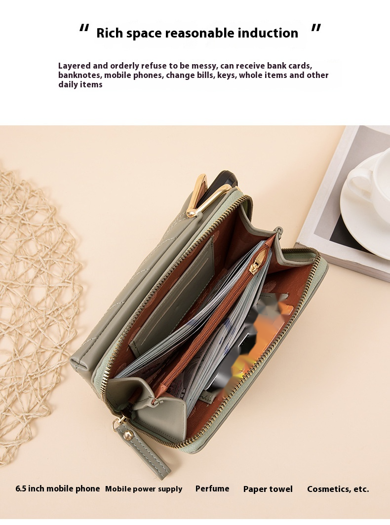 Nuova borsa per cellulare edizione coreana da donna borsa a tracolla multifunzionale alla moda con cerniera tinta unita semplice mini portafoglio versatile_voghion.com