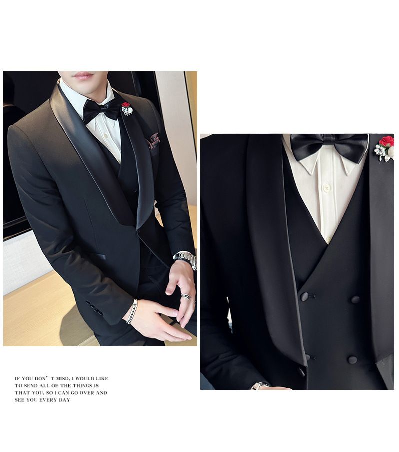 Elegantes Smoking-Set für Herren – Slim Fit, schwarzer Smoking für die Hochzeit des Bräutigams mit Schalkragen für Trauzeugen und formelle Anlässe_voghion.com