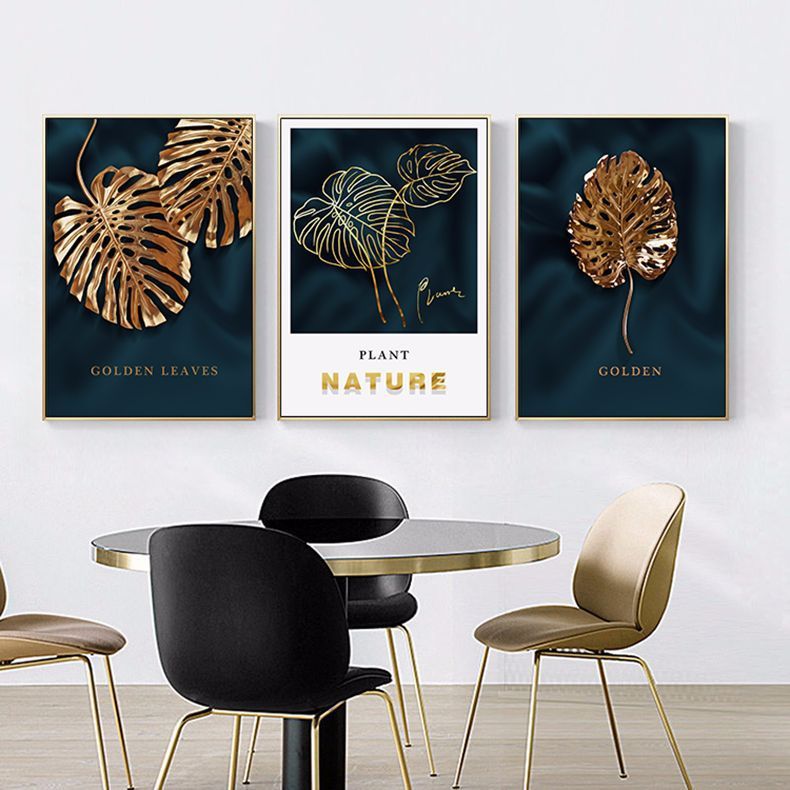 Black Gold Leaf Living Hanging Nordic Landscape Canvas Core Abstract Dining Room Decorative Painting_voghion.com