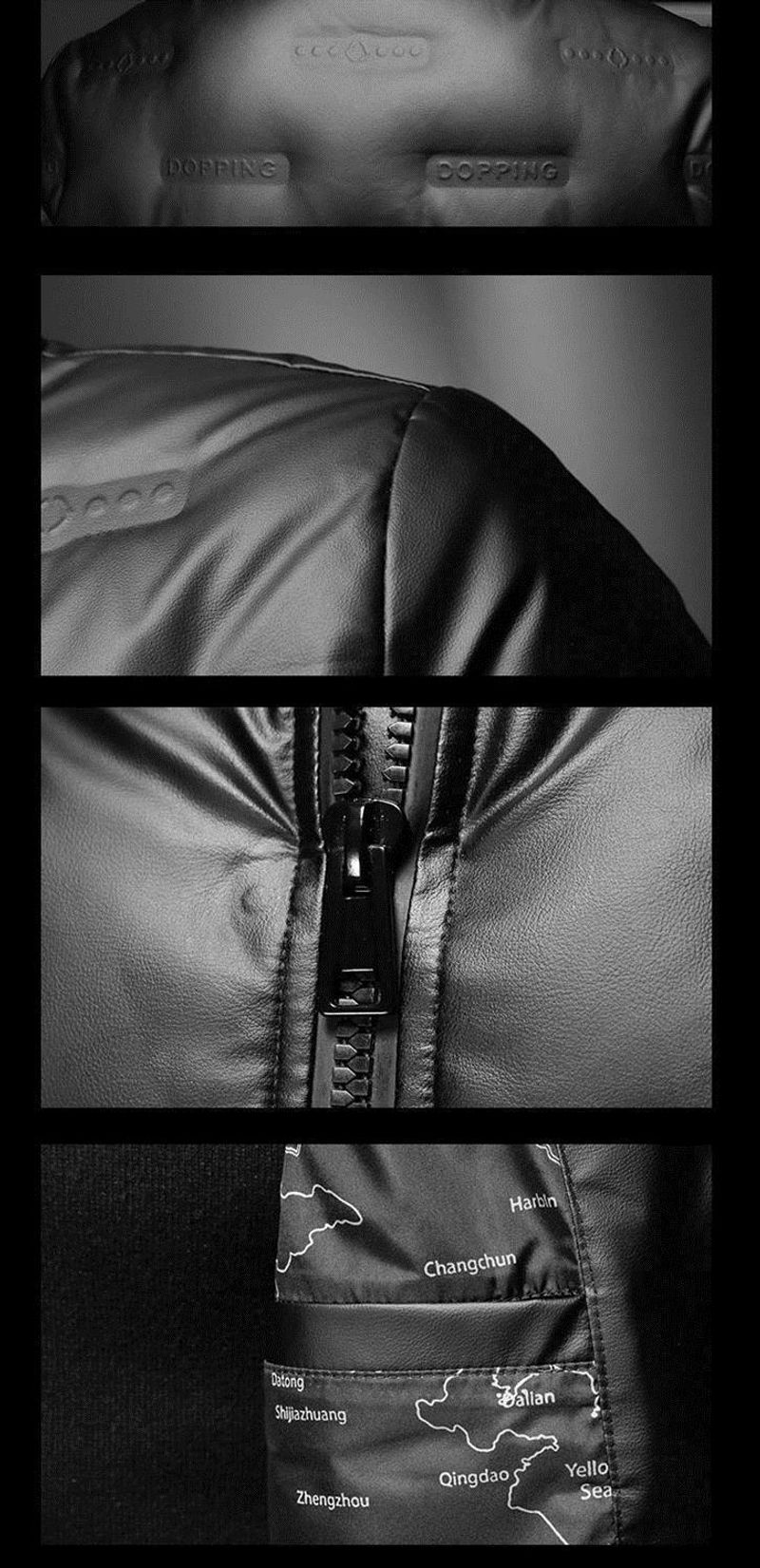 Chaqueta corta cálida de algodón de seda brillante con cuello alto de moda de invierno para hombre engrosada_voghion.com