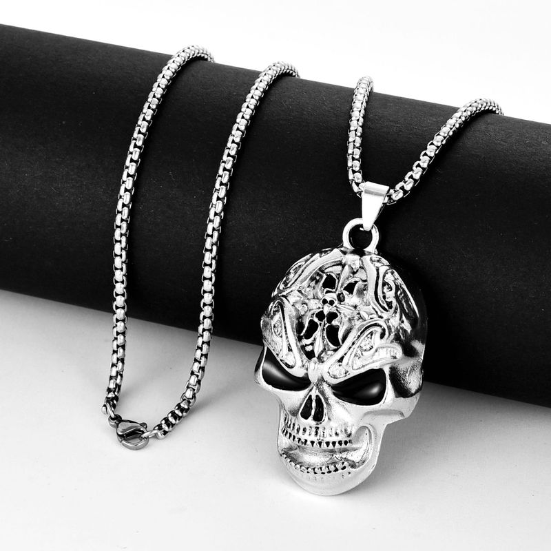 European And American Long Hip-hop Ghost Head Necklace, Halloween Skull Pendant, Non-mainstream Men's Necklace_voghion.com