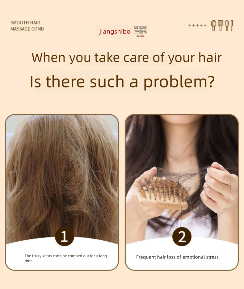 Master Jiang Cream Women's Air Cushion Fluffy Set Anti-Static High Crown Styling Curling Comb_voghion.com