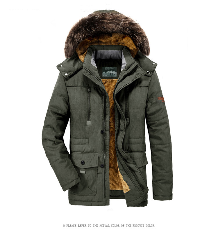 Man's Clothing Winter Cotton-padded Jacket Men's Medium Length Plus Fleece Thickened Large Size Loose Padded Jacket_voghion.com
